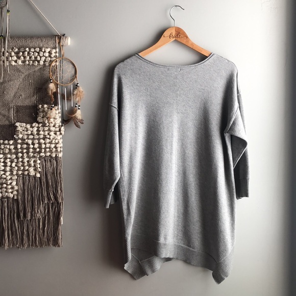 Verve Ami Gray Long Asymmetrical Sweater Shirt Large - Picture 6 of 8